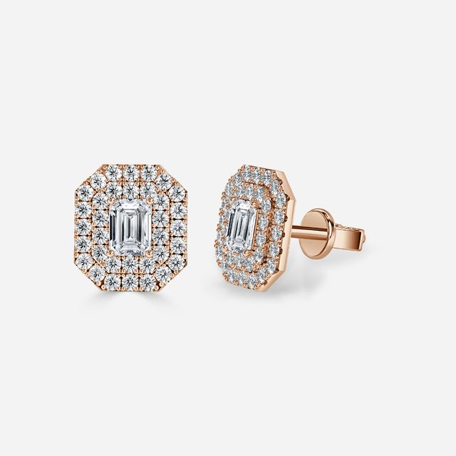 Fiore Emerald Earrings In Rose Gold