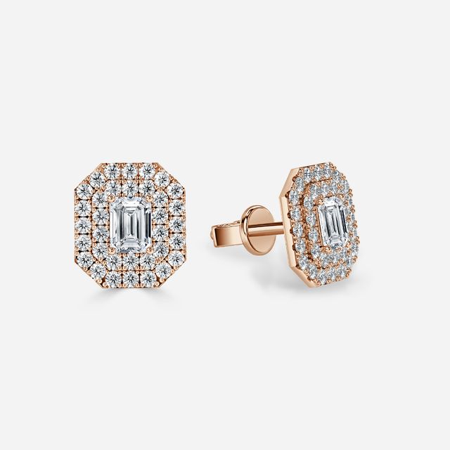 Fiore Emerald Earrings In Rose Gold