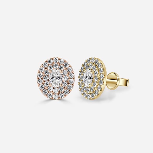 Fiore Oval Earrings In Rose Gold