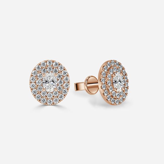 Fiore Oval Earrings In Rose Gold