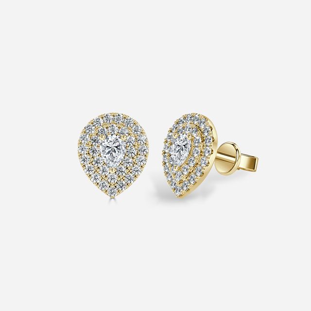 Fiore Pear Earrings In Yellow Gold