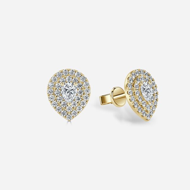 Fiore Pear Earrings In Yellow Gold