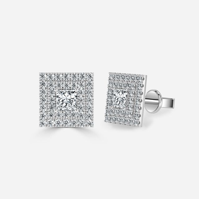 Fiore Princess Earrings In White Gold