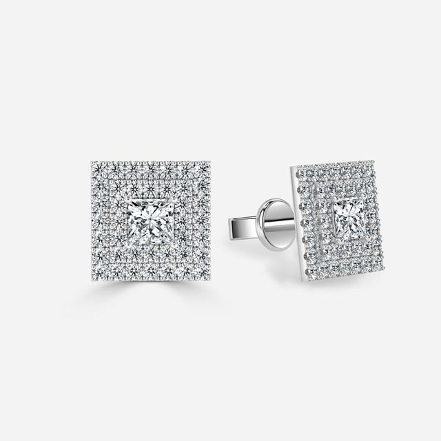 Fiore Princess Earrings In White Gold