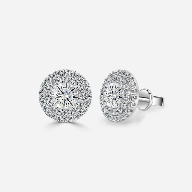 Fiore Round Earrings In White Gold