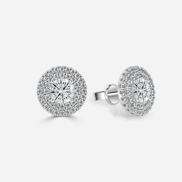 Fiore Round Earrings In White Gold