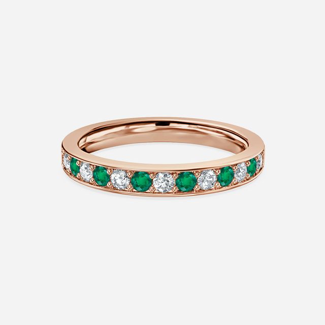 Arianna Emerald Half Eternity Wedding Ring In Rose Gold