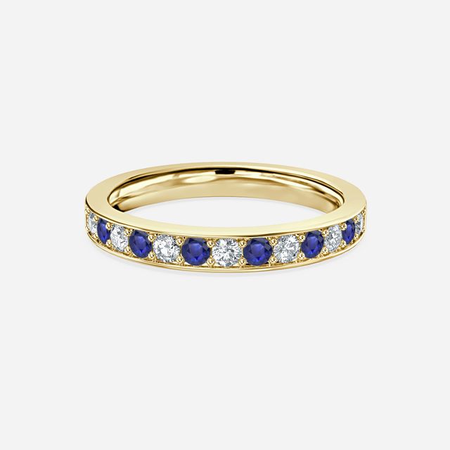 Arianna Sapphire Half Eternity Wedding Ring In Yellow Gold