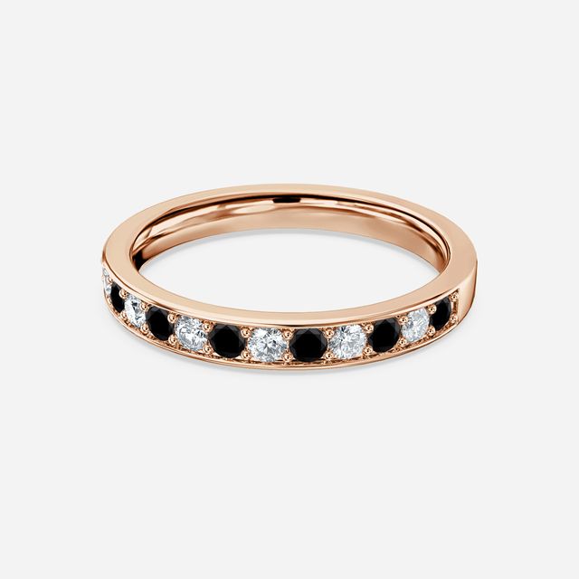 Arianna Black Diamond Half Eternity Wedding Ring In Rose Gold