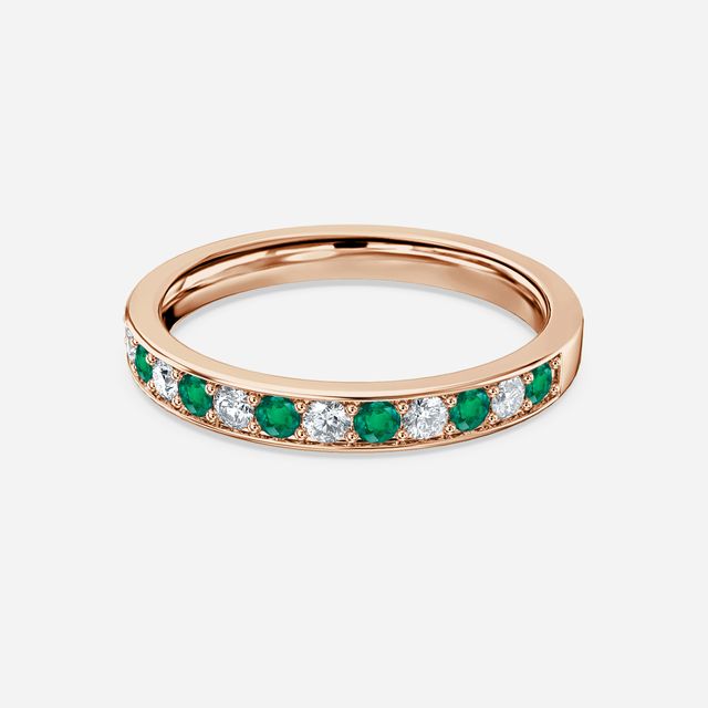 Arianna Emerald Half Eternity Wedding Ring In Rose Gold