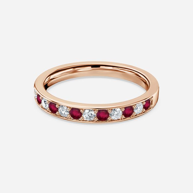 Arianna Ruby Half Eternity Wedding Ring In Rose Gold