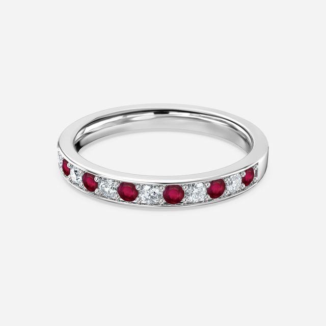 Arianna Ruby Half Eternity Wedding Ring In Platinum