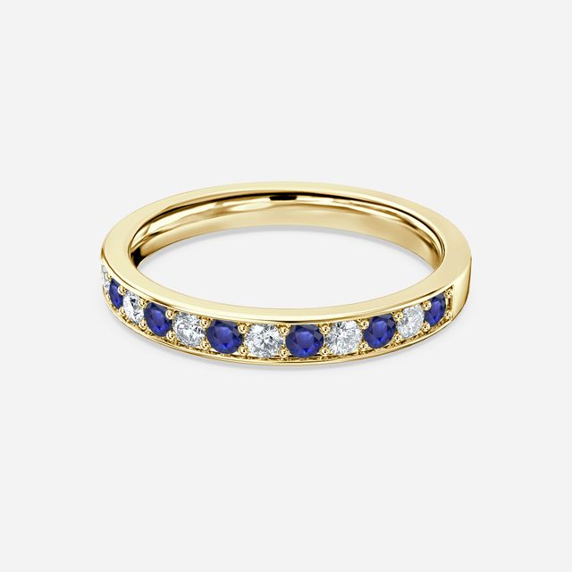 Arianna Sapphire Half Eternity Wedding Ring In Yellow Gold