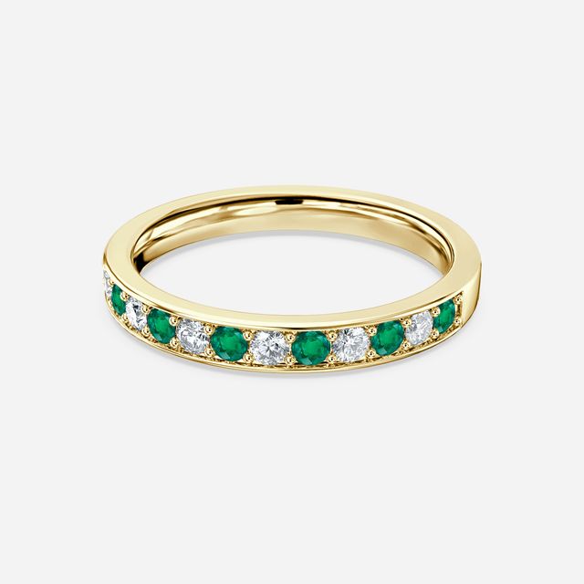 Arianna Emerald Half Eternity Wedding Ring In Yellow Gold