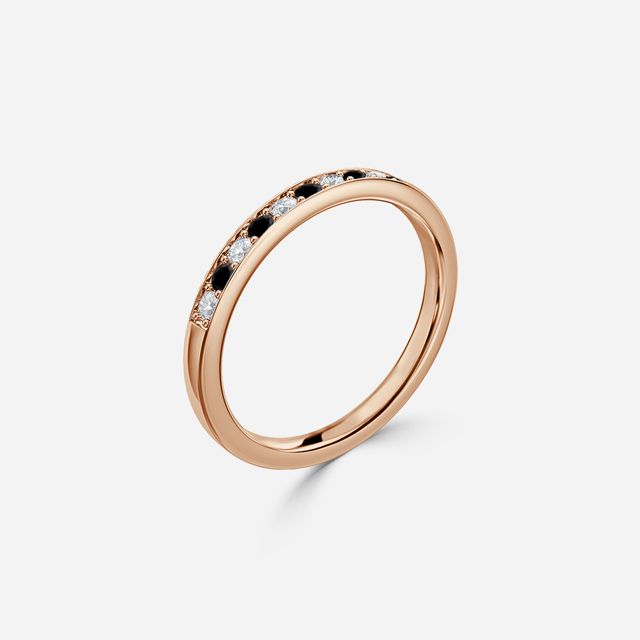 Arianna Black Diamond Half Eternity Wedding Ring In Rose Gold