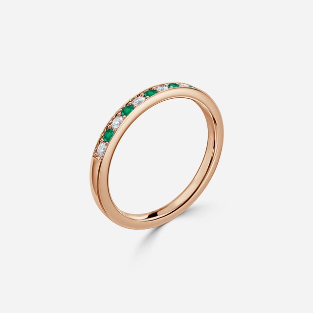 Arianna Emerald Half Eternity Wedding Ring In Rose Gold