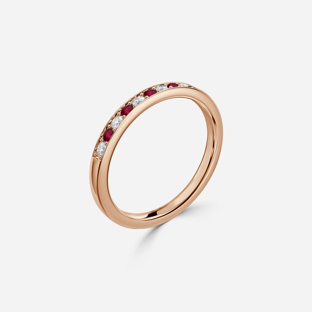 Arianna Ruby Half Eternity Wedding Ring In Rose Gold