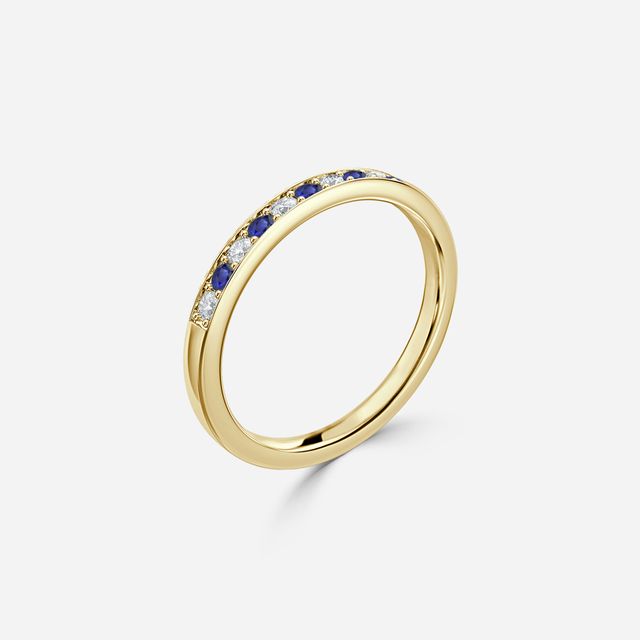 Arianna Sapphire Half Eternity Wedding Ring In Yellow Gold