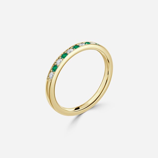 Arianna Emerald Half Eternity Wedding Ring In Yellow Gold