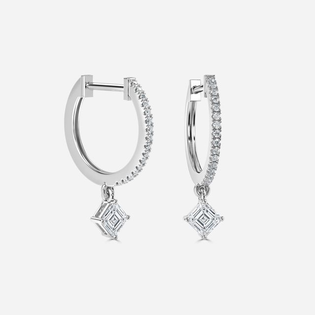 Sia Asscher Hoop Earring In White Gold
