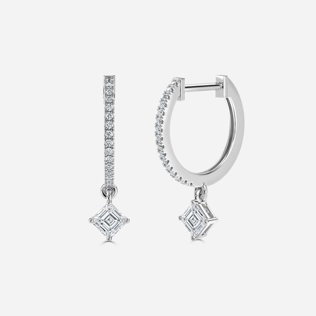 Sia Asscher Hoop Earring In White Gold