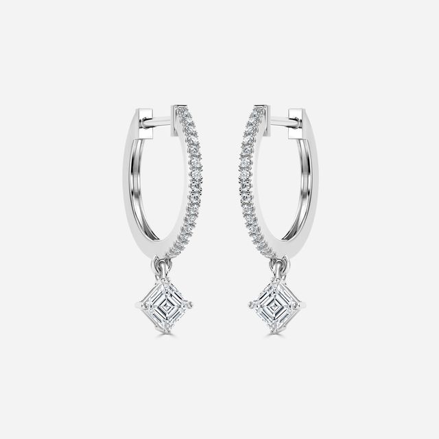 Sia Asscher Hoop Earring In White Gold