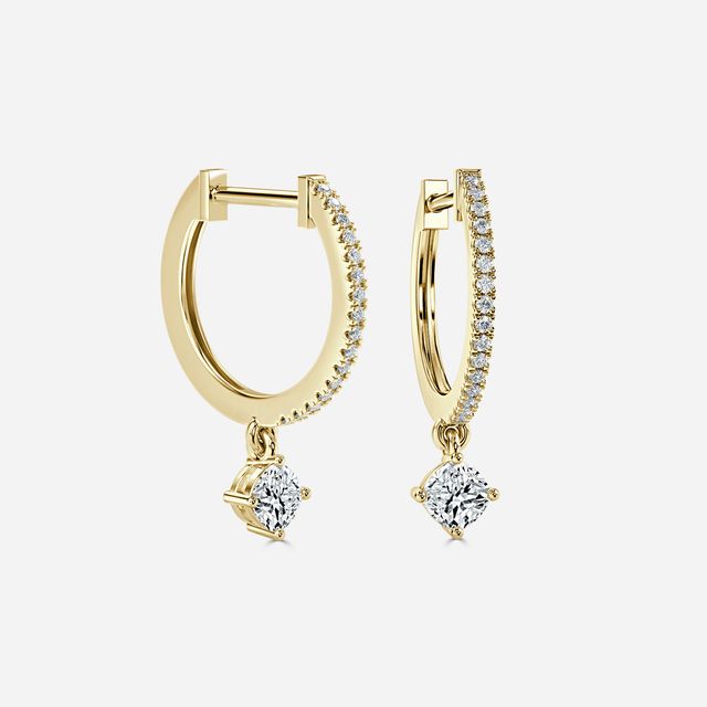 Sia Cushion Hoop Earring In Yellow Gold