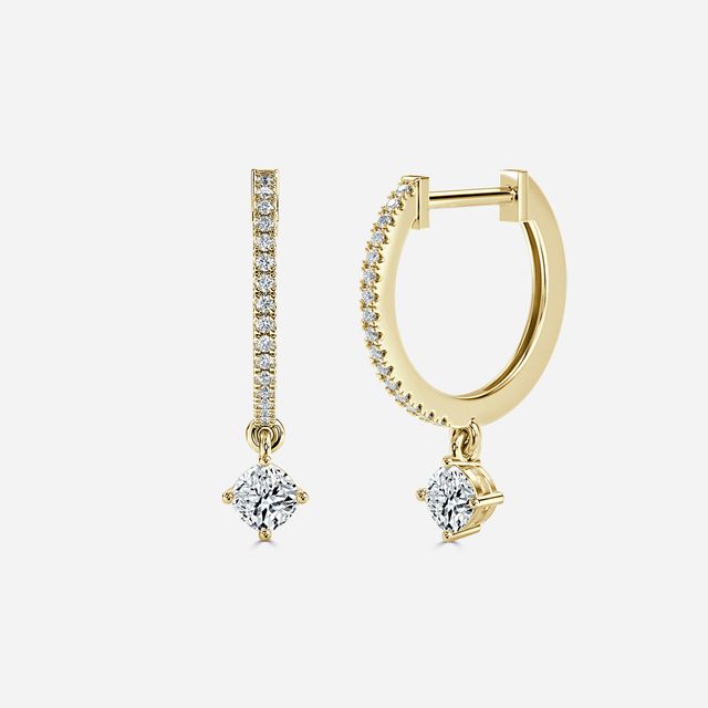 Sia Cushion Hoop Earring In Yellow Gold