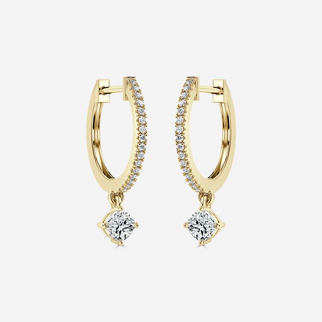 Sia Cushion Hoop Earring In Yellow Gold