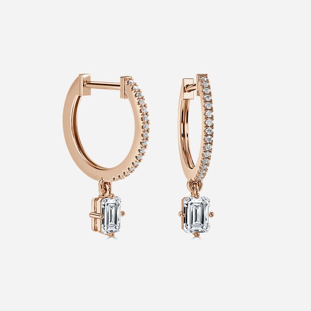 Sia Emerald Hoop Earring In Rose Gold