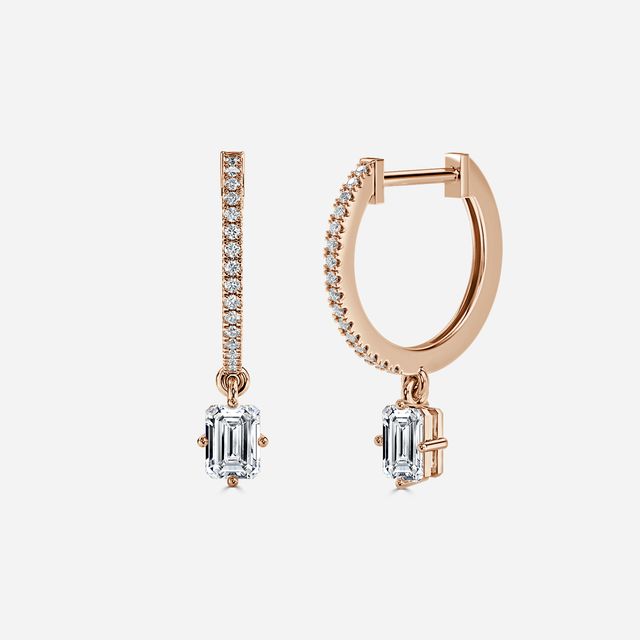 Sia Emerald Hoop Earring In Rose Gold