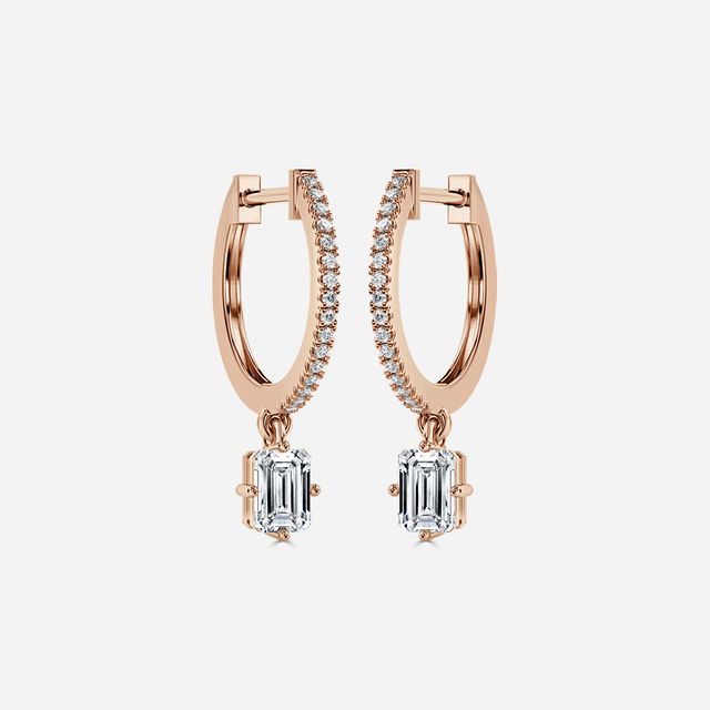 Sia Emerald Hoop Earring In Rose Gold