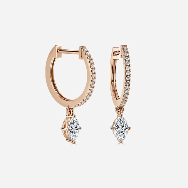 Sia Marquise Diamond Hoop Earrings In Rose Gold