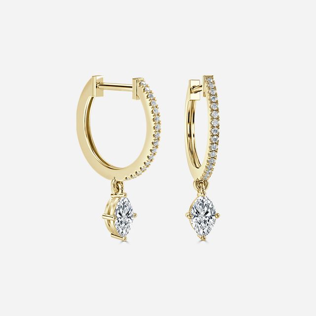Sia Marquise Diamond Hoop Earrings In Yellow Gold