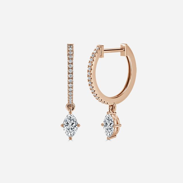 Sia Marquise Diamond Hoop Earrings In Rose Gold