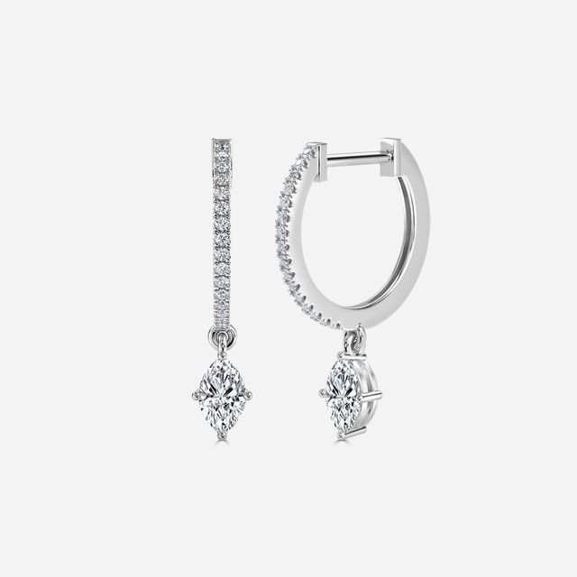 Sia Marquise Hoop Earring In White Gold