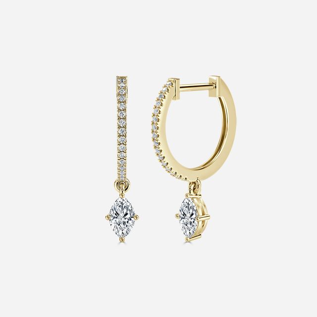 Sia Marquise Diamond Hoop Earrings In Yellow Gold