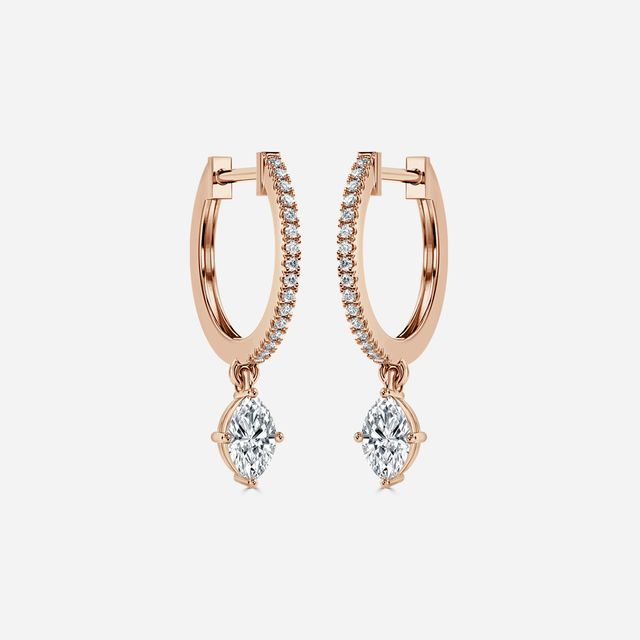 Sia Marquise Diamond Hoop Earrings In Rose Gold
