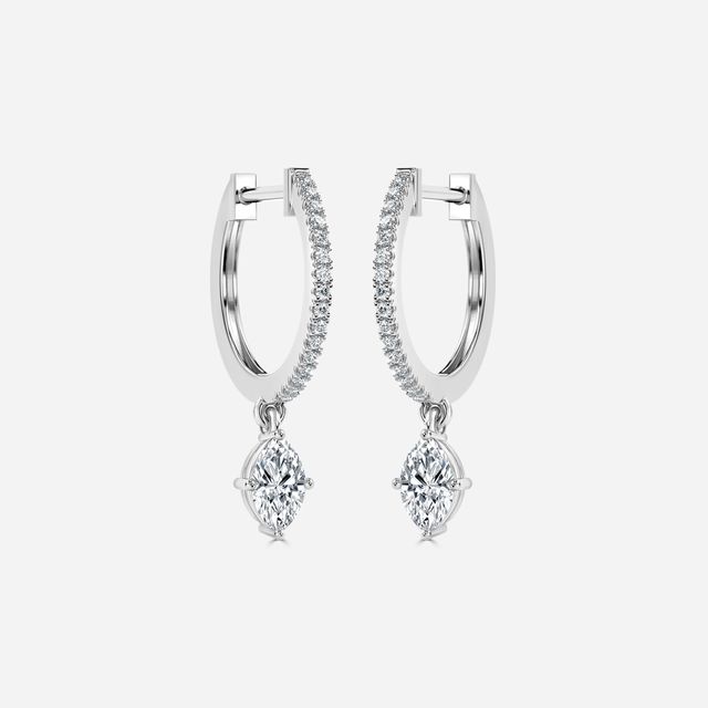 Sia Marquise Hoop Earring In White Gold