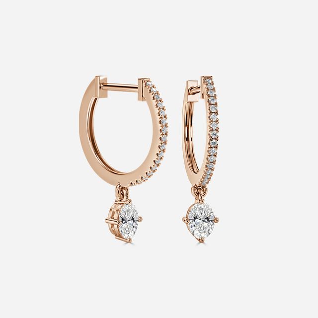 Sia Oval Diamond Hoop Earring In Rose Gold