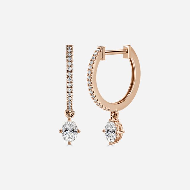 Sia Oval Diamond Hoop Earring In Rose Gold