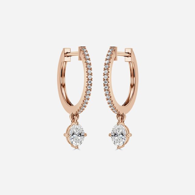 Sia Oval Diamond Hoop Earring In Rose Gold