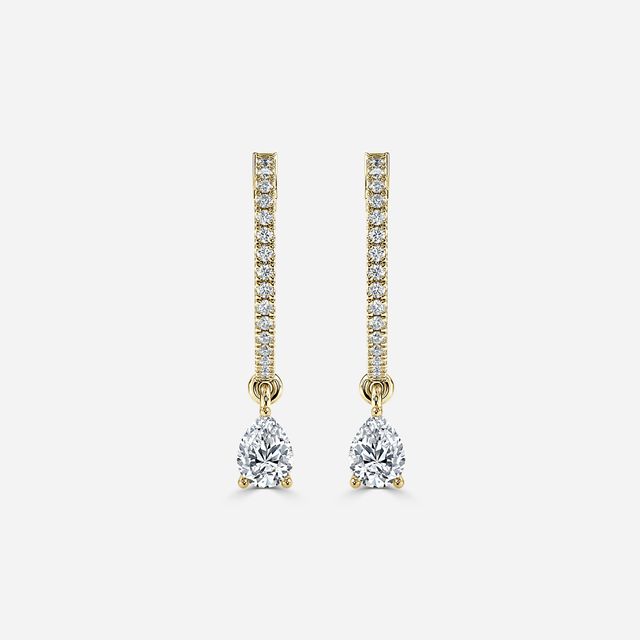 Sia Pear Hoop Earring In Yellow Gold