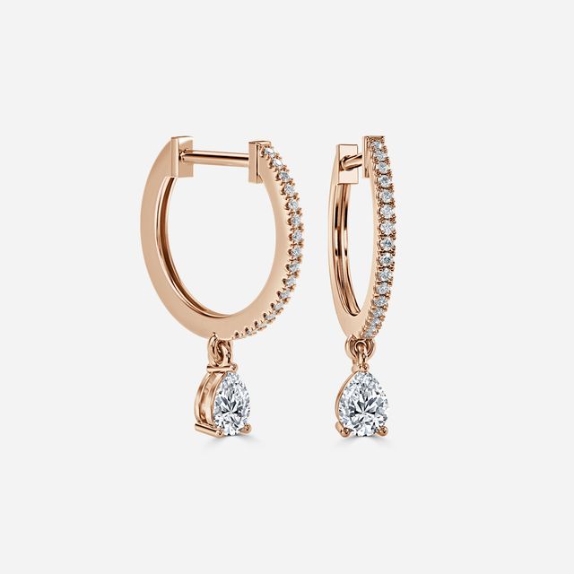 Sia Pear Hoop Earring In Rose Gold