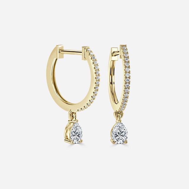 Sia Pear Hoop Earring In Yellow Gold