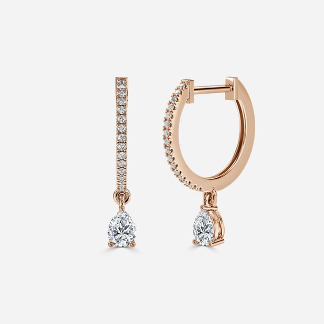 Sia Pear Hoop Earring In Rose Gold