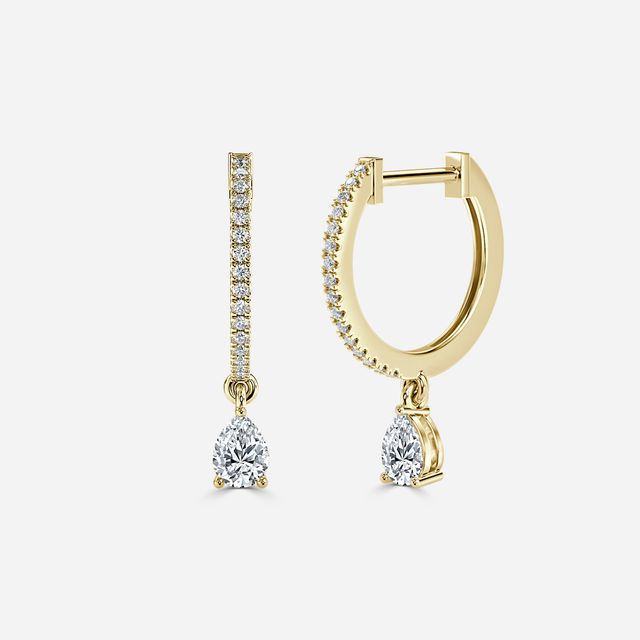 Sia Pear Hoop Earring In Yellow Gold