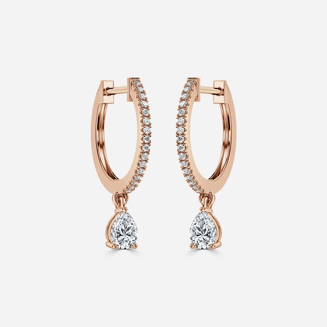 Sia Pear Hoop Earring In Rose Gold