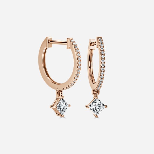 Sia Princess Diamond Hoop Earring In Rose Gold