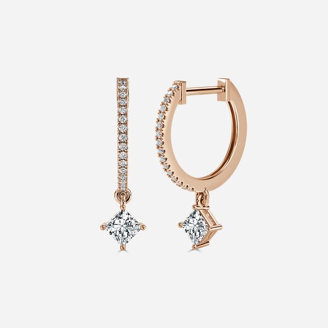 Sia Princess Diamond Hoop Earring In Rose Gold
